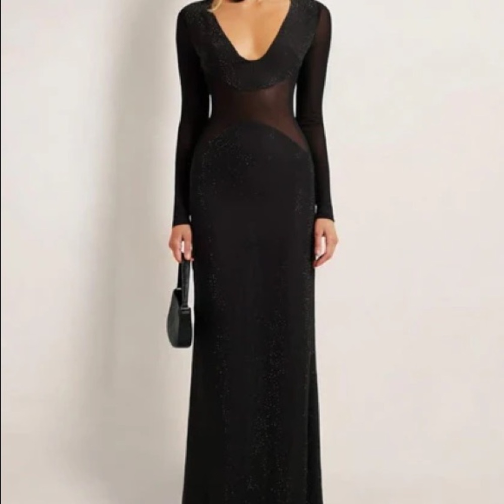 NWT Heiress BLACK LONG SLEEVE CRYSTAL MAXI DRESS